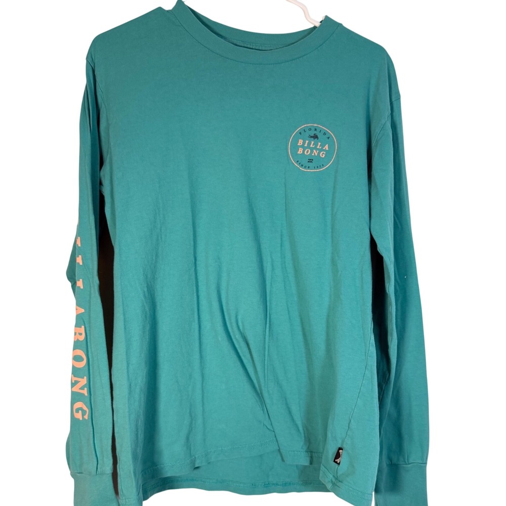 Billabong Florida Alligator Graphic Long Sleeve Tee Teal Green Mens Medium